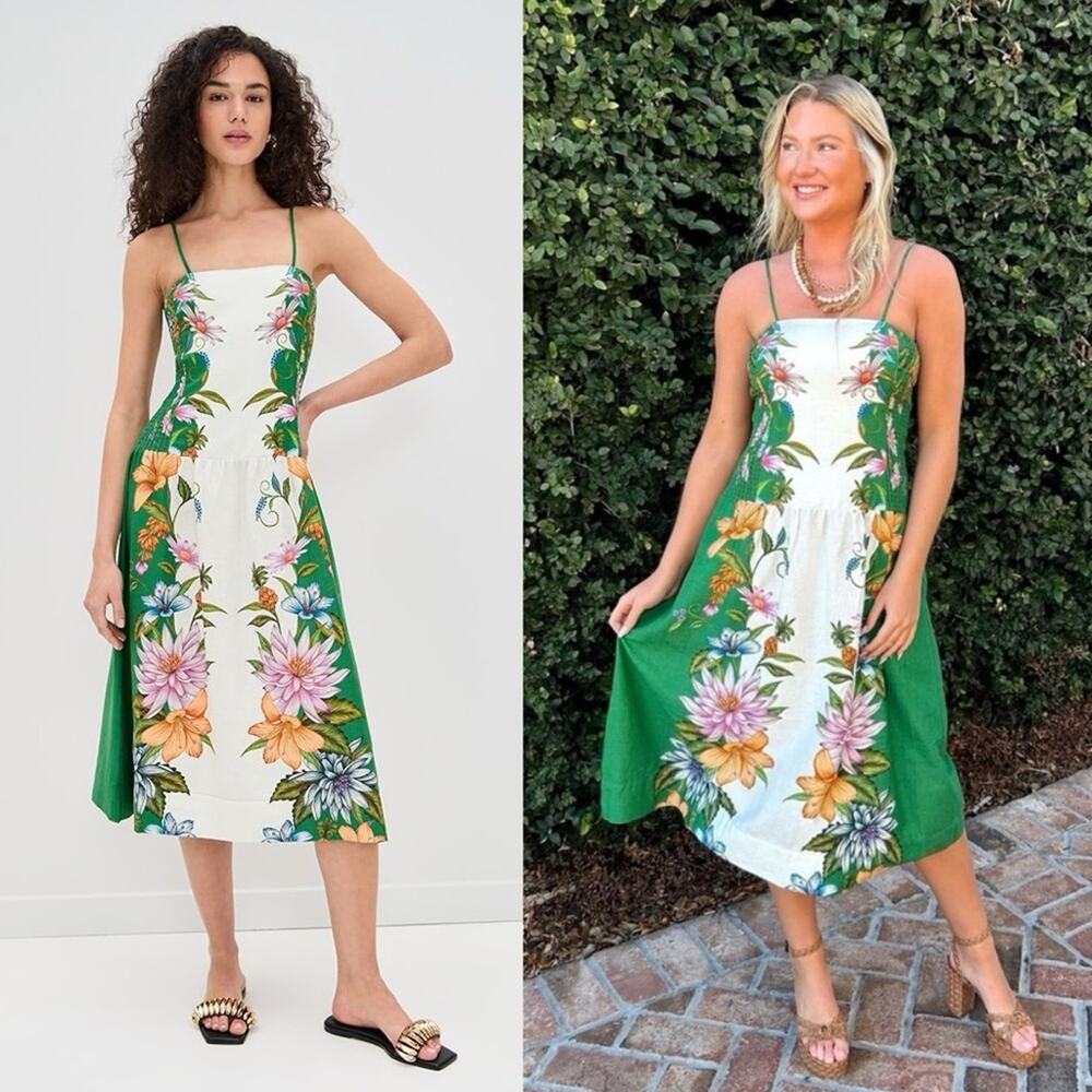 Farm Rio Off-White Sweet Bloom Dreamscape Midi Dress M - Picture 7 of 11